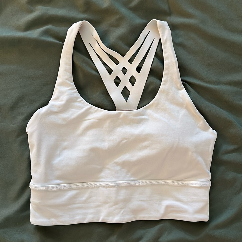 White lululemon energy longline sports bra